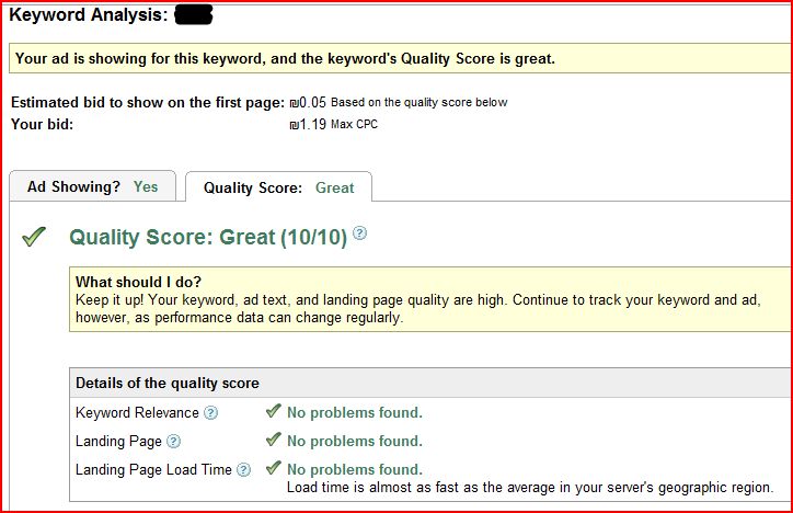 great Google quality score details