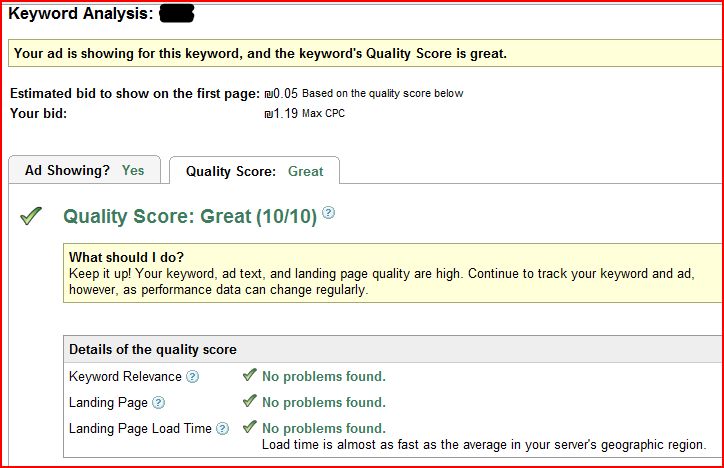 great Google quality score details great Google quality score details